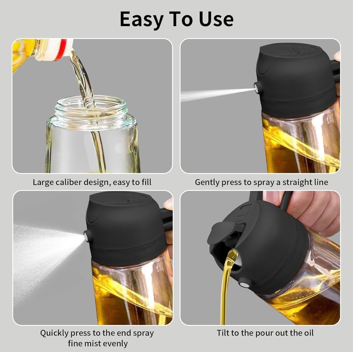 2-in-1 Oil Spray Bottle & Dispenser for Cooking | Olive Oil Sprayer