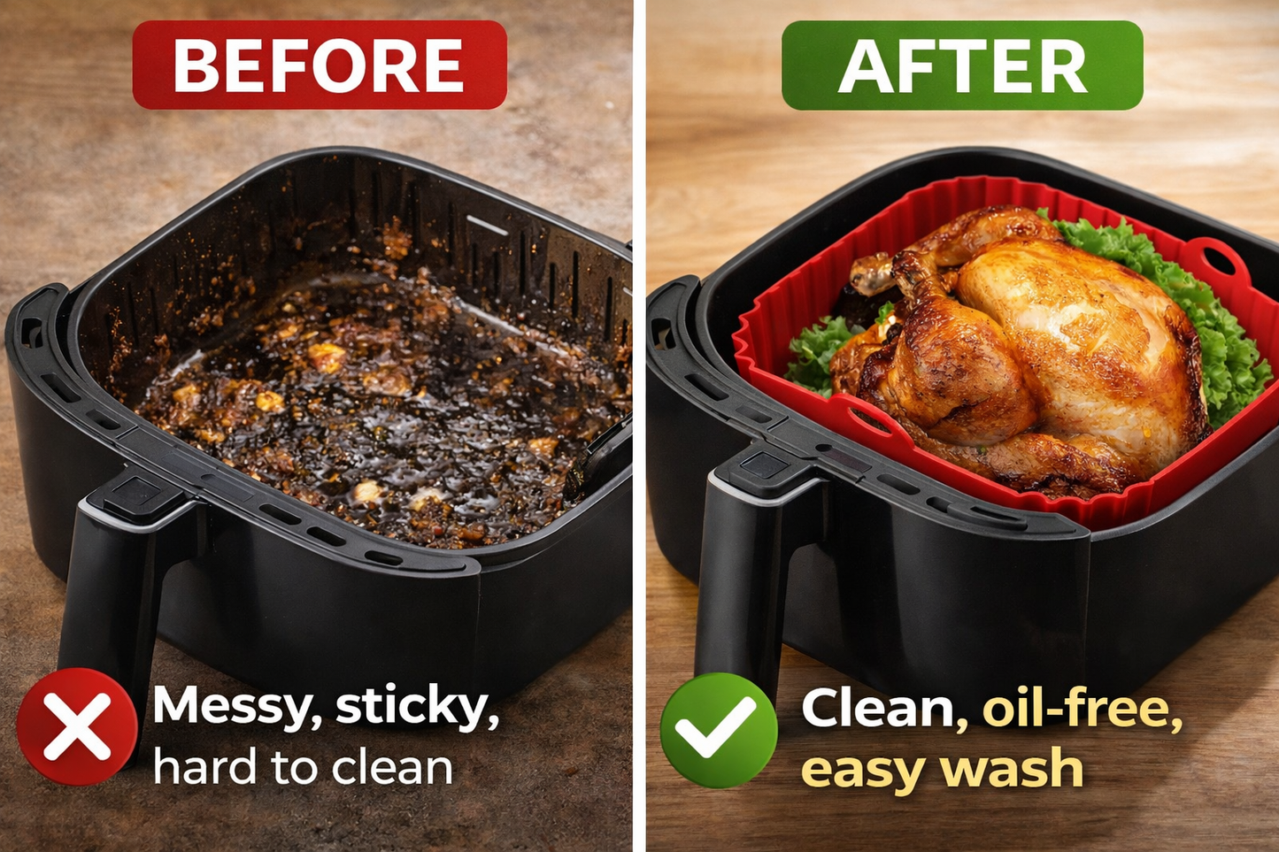 Silicone Air Fryer Tray Basket – Reusable Non-Stick Baking & Cooking Liner
